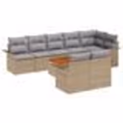 vidaXL Ensemble de canapés de jardin 9 pièces avec coussins Beige Poly Rotin Acacia