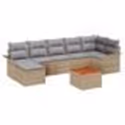 vidaXL Ensemble de canapé jardin 8 pièces avec coussins Beige Poly Rotin Acacia
