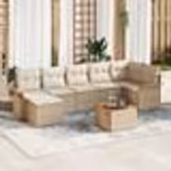 vidaXL Ensemble de canapé jardin 8 pièces avec coussins Beige Poly Rattan Acacia