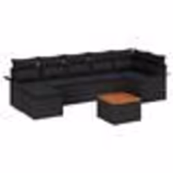 vidaXL Ensemble de canapé de jardin 8 pièces avec coussins Noir Poly Rattan Acacia
