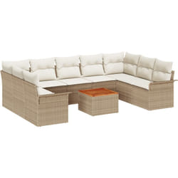 Vidaxl - Ensemble de Canapés de Jardin 10 Pièces avec Coussins Beige en Rattan Synthétique Acacia