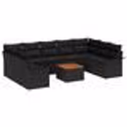 vidaXL Ensemble de 10 pièces de sofa de jardin avec coussins Noir Poly Rotin Acacia