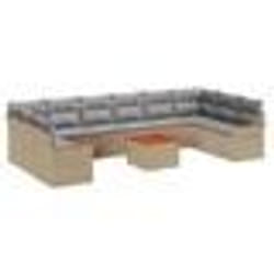 vidaXL Ensemble de 11 pièces de Canapé de Jardin avec Coussins Beige en Rattan
