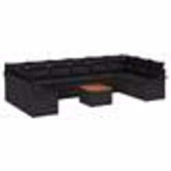 vidaXL Ensemble de canapés de jardin 11 pièces avec coussins noirs en poly rotin