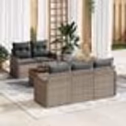 vidaXL Ensemble de Canapé de Jardin 6 pièces avec Coussins Gris Poly Rotin Acacia
