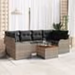Ensemble de canapé de jardin 7 pièces avec coussins gris poly rotin acacia