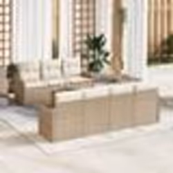 Ensemble de canapés de jardin 8 pièces avec coussins beige en poly rotin