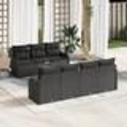 Ensemble de Canapé de Jardin de 8 Pièces avec Coussins Noir Rattan Synthétique Acacia