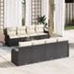 Canapé de jardin 9 pièces avec coussins Noir Poly Rattan Acacia