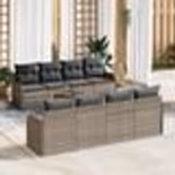 Ensemble de canapé de jardin vidaXL 9 pièces avec coussins gris poly rotin acacia