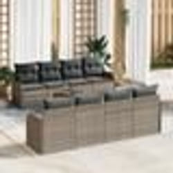 Ensemble de canapé de jardin vidaXL 9 pièces avec coussins gris poly rotin acacia