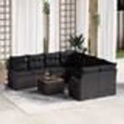 Set de Canapé de Jardin 9 Pièces vidaXL avec Coussins en Rattan Noir