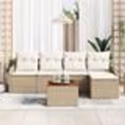 Ensemble de Canapé de Jardin 6 Pièces avec Coussins Beige Rattan