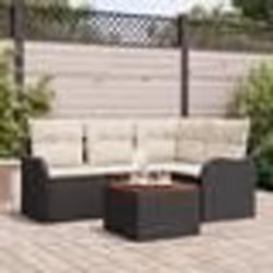 Set de Canapé de Jardin vidaXL 5 Pièces avec Coussins Rattan Poly Noir Acacia