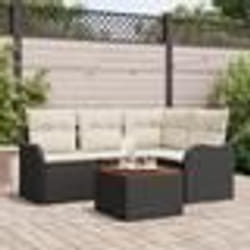 Set de Canapé de Jardin vidaXL 5 Pièces avec Coussins Rattan Poly Noir Acacia
