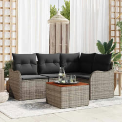 vidaXL Ensemble de canapé de jardin 5 pcs Gris Poly rotin