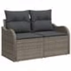 Ensemble de Canapé de Jardin 6 Pièces avec Coussins Gris Rotin Poly Acacia