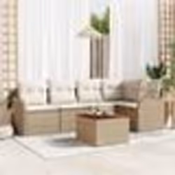 ensemble de canapé de jardin vidaXL 6 pièces avec coussins Beige Rattan Poly Acacia