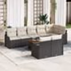 Canapé de jardin 9 pièces vidaXL avec coussins Noir Rotin Poly Acacia