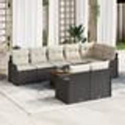 Canapé de jardin 9 pièces vidaXL avec coussins Noir Rotin Poly Acacia