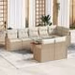 vidaXL Ensemble de Canapé de Jardin 9 Pièces avec Coussins Beige Poly Rotin Acacia