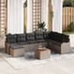 Canapés de Jardin 9 Pièces avec Coussins Gris Poly Rattan