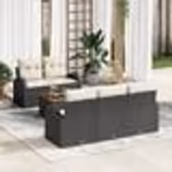 vidaXL Ensemble de canapés de jardin 6 pièces avec coussins en rotin poly noir et acacia