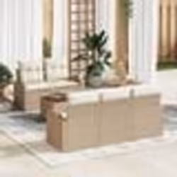 vidaXL Ensemble de Canapés de Jardin de 6 pièces avec Coussins en Beige Poly Rattan Acacia