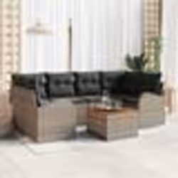 vidaXL Ensemble de canapé de jardin 7 pièces avec coussins Gris Poly Rotin