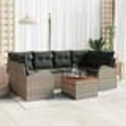 vidaXL Ensemble de canapé de jardin 7 pièces avec coussins Gris Poly Rotin