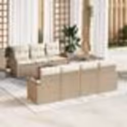 vidaXL Ensemble de canapé de jardin de 8 pièces avec coussins beige poly rotin acacia