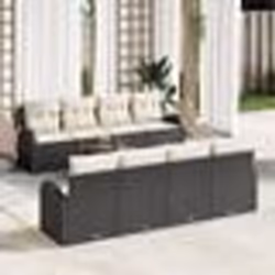 vidaXL Ensemble de canapé de jardin 9 pièces avec coussins en rotin noir et acacia