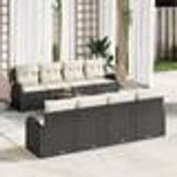 vidaXL Ensemble de canapé de jardin 9 pièces avec coussins en rotin noir et acacia