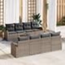 vidaXL Ensemble de 9 pièces de canapé de jardin avec coussins gris poly rotin acacia
