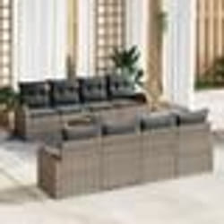 vidaXL Ensemble de 9 pièces de canapé de jardin avec coussins gris poly rotin acacia