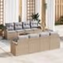 vidaXL Ensemble de canapé de jardin 9 pièces avec coussins Beige Poly Rattan Acacia