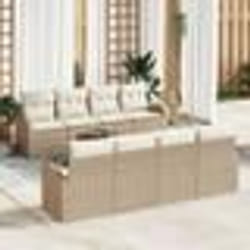 vidaXL Ensemble de canapés de jardin 9 pièces avec coussins Beige Rotin Polyester