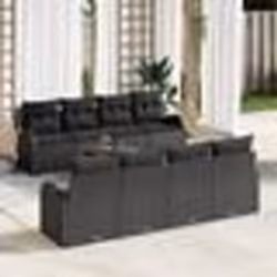 vidaXL Ensemble de canapé de jardin de 9 pièces avec coussins noirs en poly rotin acacia