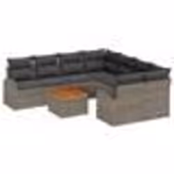 vidaXL Ensemble canapé de jardin 9 pièces avec coussins gris Rattan Acacia