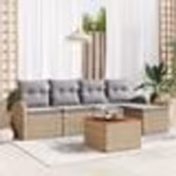 vidaXL Ensemble de canapés de jardin 6 pièces avec coussins Beige Poly Rotin Acacia
