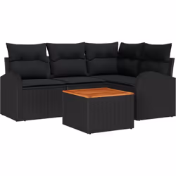 Ce ensemble de canapé de jardin mixe design moderne et confort. Avec son noir élégant, il s'intègre à tous les espaces extéri ...