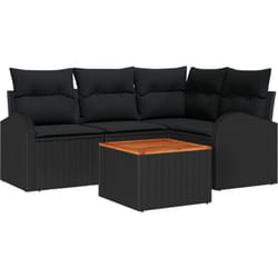 Vidaxl - 5 Pièces Canapé de Jardin avec Coussins Noir Poly Rotin Acacia
