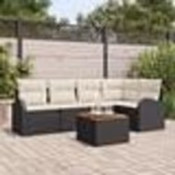 vidaXL Ensemble de Canapé de Jardin 6 Pièces avec Coussins Noir Rattan Poly Acacia