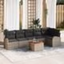vidaXL Ensemble de canapés de jardin 7 pièces avec coussins gris poly rattan acacia