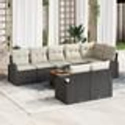 vidaXL Ensemble de canapé de jardin 9 pièces avec coussins noir Poly Rattan Acacia