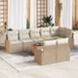 vidaXL Canapé de jardin 9 pièces avec coussins Beige Poly Rattan Acacia