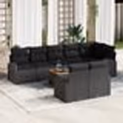 vidaXL Ensemble de canapé jardin 9 pièces avec coussins Noir Poly Rotin Acacia
