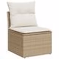 vidaXL Ensemble de canapé de jardin 7 pièces avec coussins Beige Poly Rotin Acacia