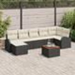 vidaXL Ensemble de Canapés de Jardin 8 Pièces avec Coussins Noir Rattan Acacia