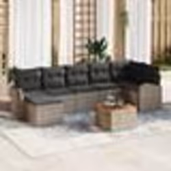 vidaXL Ensemble de Canapés de Jardin de 8 Pièces avec Coussins Gris Poly Rattan